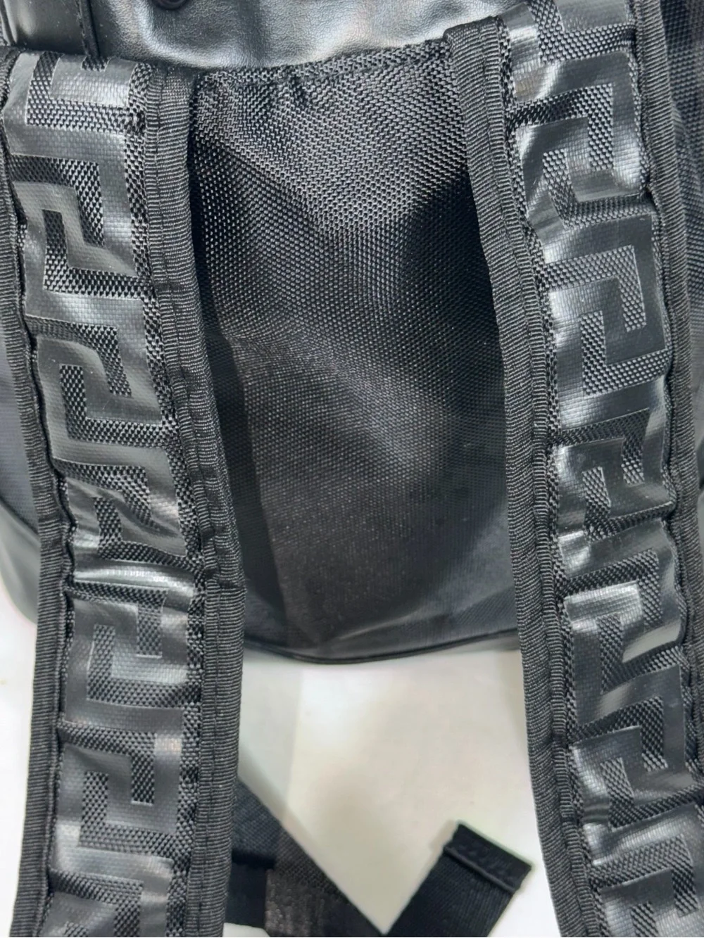 Versace Parfums Black Nylon Backpack Gold Logo NWOT Cinch Drawstring Travel Bag